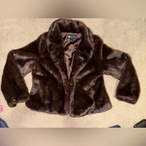 Relativity Dark Brown Faux Fur Teddy Jacket